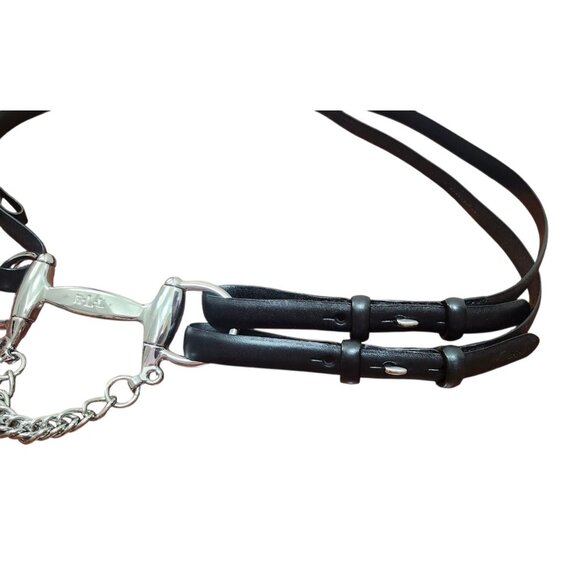 Lauren Ralph Lauren Black Leather Equestrian Bit Chain Belt Silver Hardware XL - Picture 5 of 12
